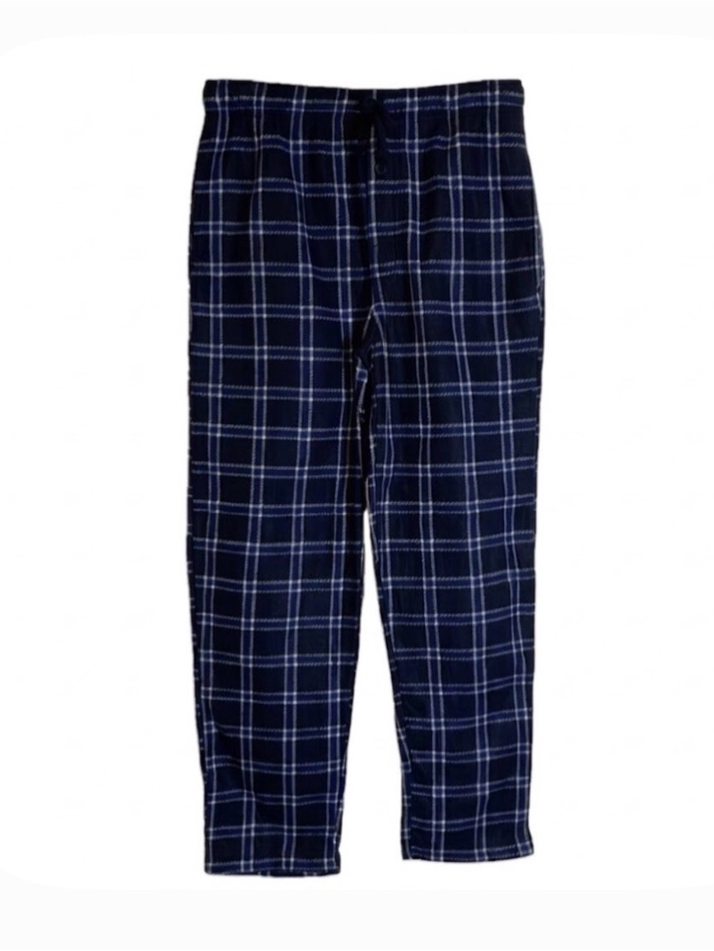 FRUIT of the LOOM Plaid Pajama Drawstring Waist Lounge Pants, Men’s M,Blue